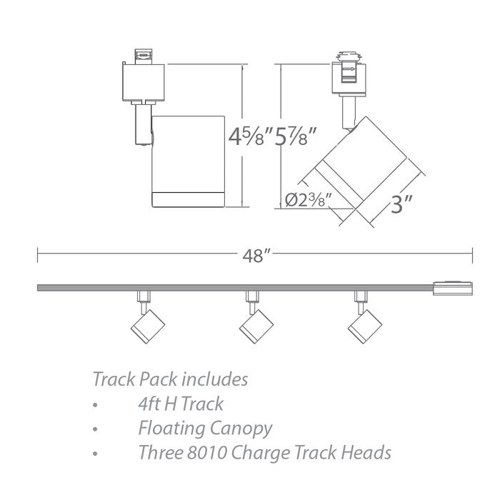 Black Charge 48'' 3 -Light Track Kit