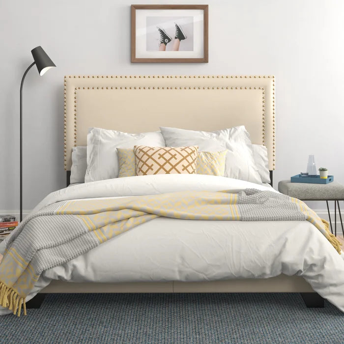 Beige/Brown Charlie Upholstered Bed, King