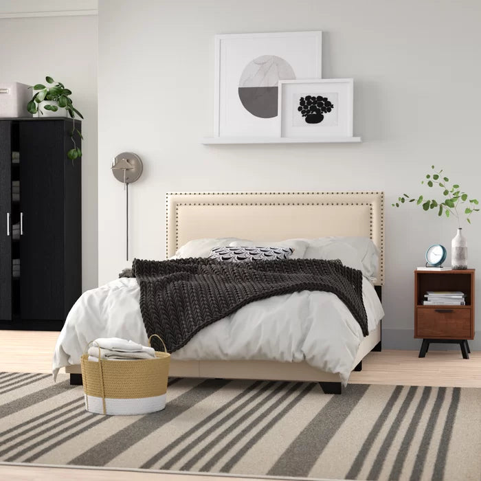 Beige/Brown Charlie Upholstered Bed, King