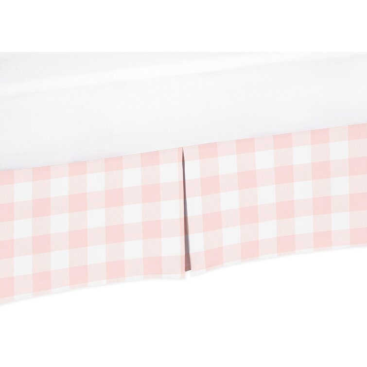 Blush Pink Checkered Crib Dust Ruffle