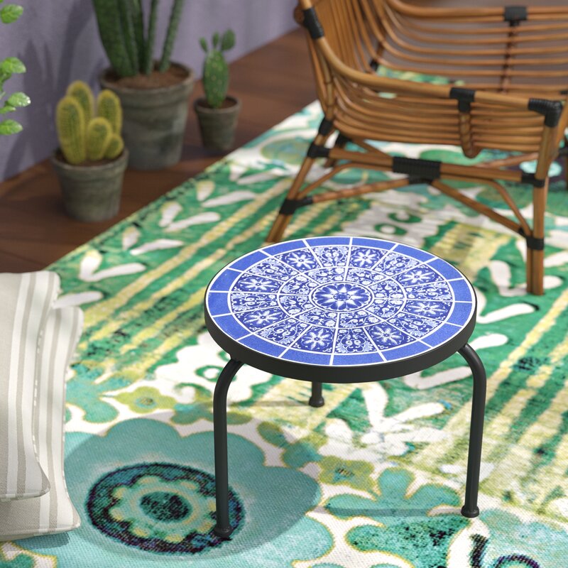 Blue/White Chittenden Stone/Concrete Side Table K8452