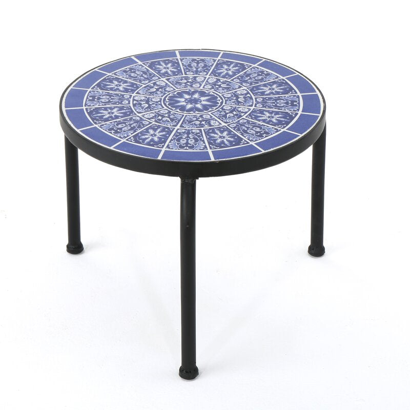 Blue/White Chittenden Stone/Concrete Side Table K8452