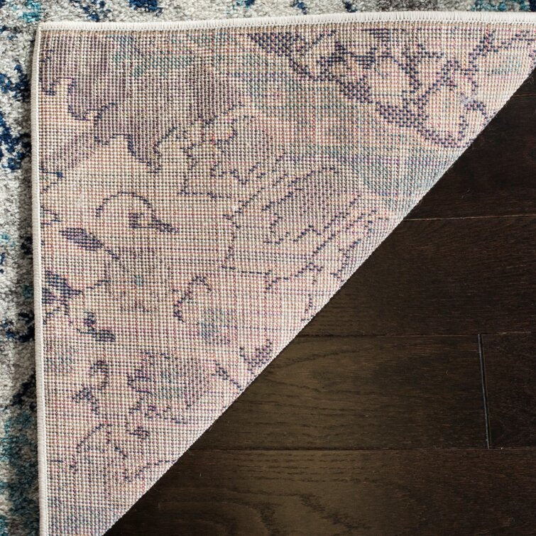 4' x 6' Christa Damask Area Rug in Cream/Light Gray Hues