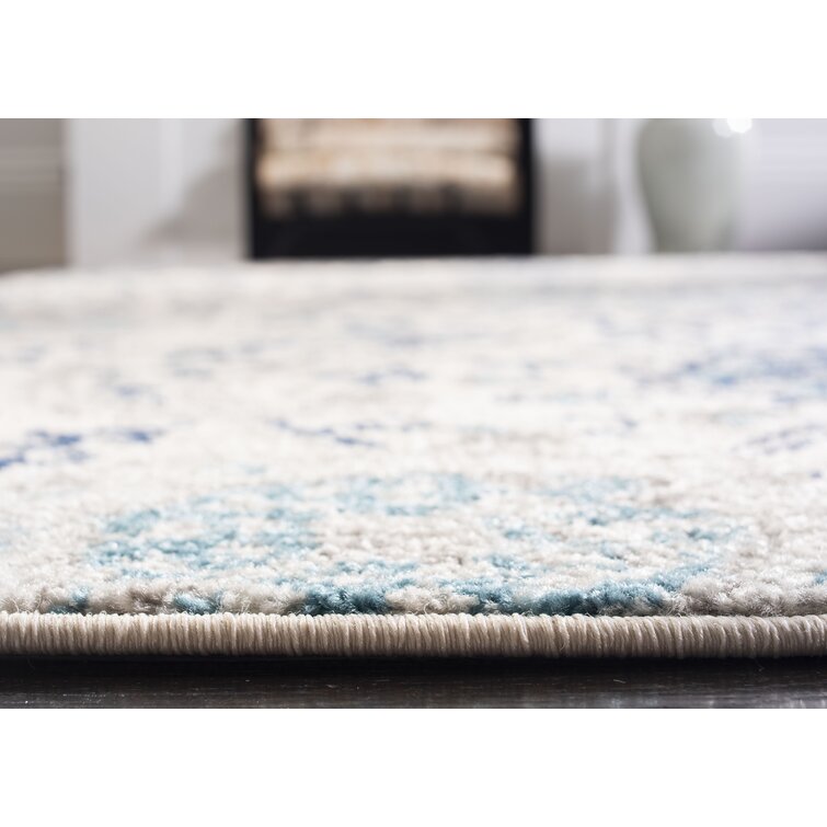 4' x 6' Christa Damask Area Rug in Cream/Light Gray Hues