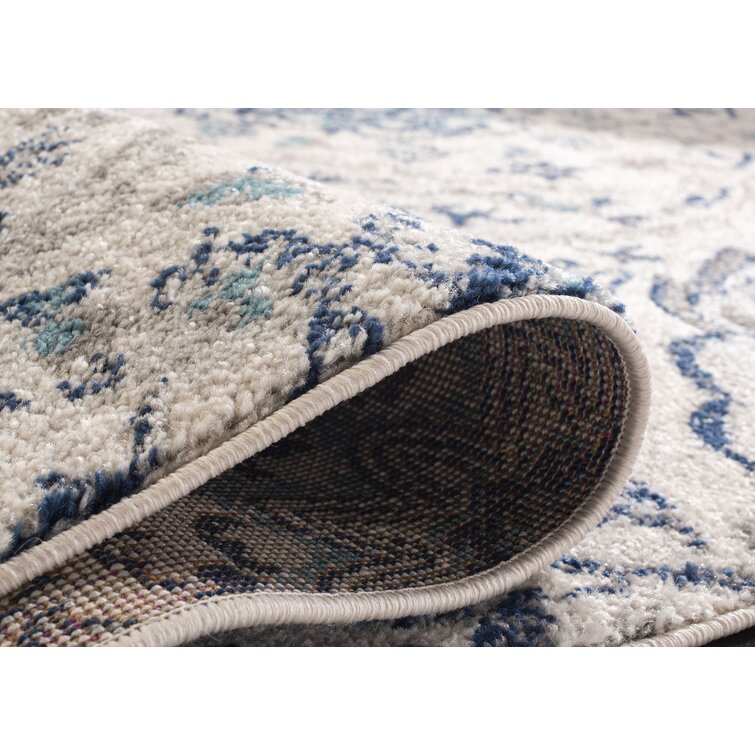 4' x 6' Christa Damask Area Rug in Cream/Light Gray Hues