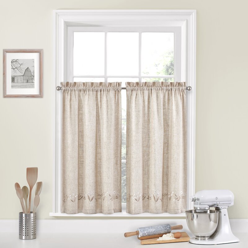 60" W x 24" L Ivory Christian Window Solutions Lily of the Valley Pair Cafe Curtain (Set of 3) ts166