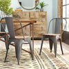 Gray/Medium Brown Wood Claremont Metal Slat Back Side Chair (Set of 2) #HA195