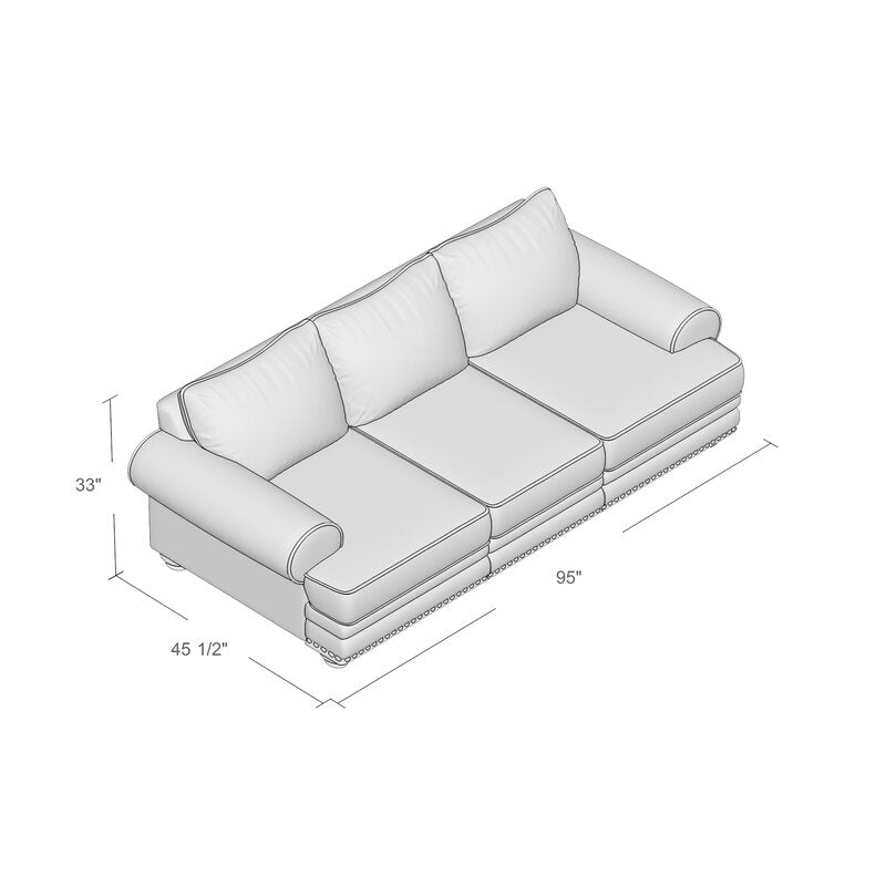 Claremore 95" Square  Arm Sofa with Reversible Cushions CL894