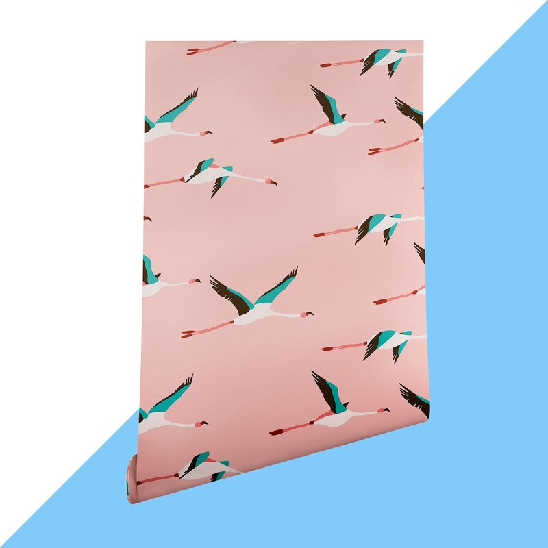 8'L x 24"W Clarissa Flamingo Peel and Stick Wallpaper Roll VB549