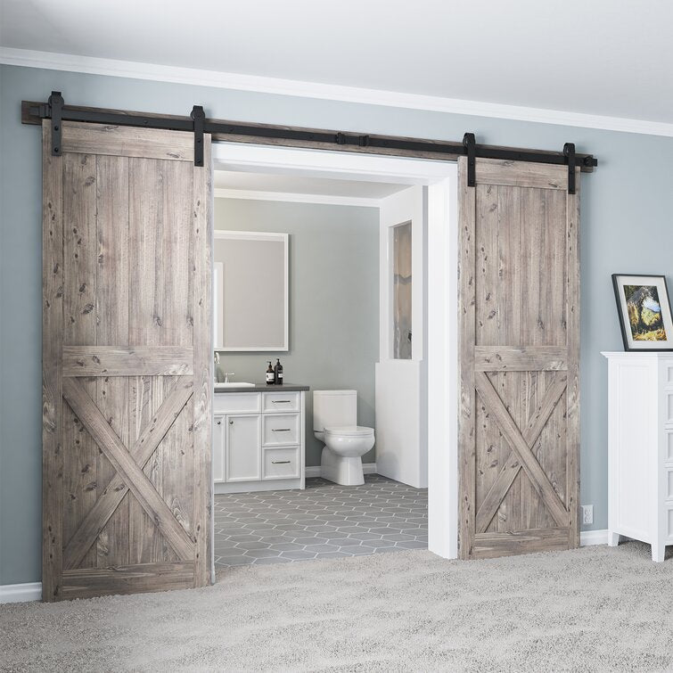 120 in. Classic Design Sliding Standard Double Barn Door Hardware Kit