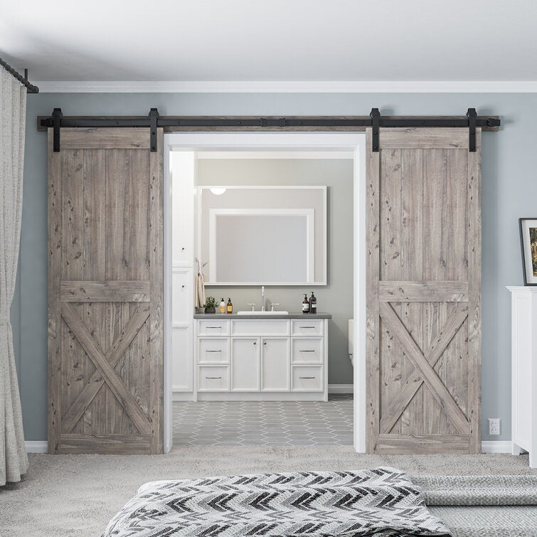 120 in. Classic Design Sliding Standard Double Barn Door Hardware Kit