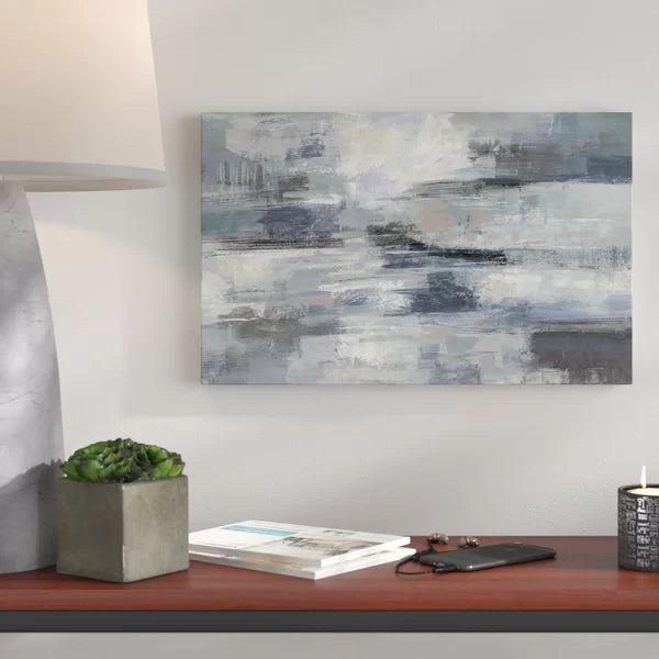 16" H x 24" W x 2" D Clear Water Indigo And Gray by Silvia Vassileva - Print on Canvas