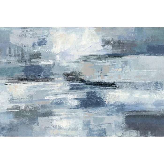 24" H x 36" W x 1.25" D Clear Water Indigo And Gray by Silvia Vassileva - Wrapped Canvas Painting