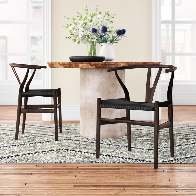 Black/Walnut Clemence Solid Wood Windsor Back Side Chair (Set of 2) MGO119