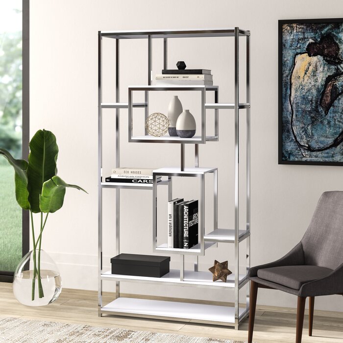 White Clements Geometric Bookcase #LX3072