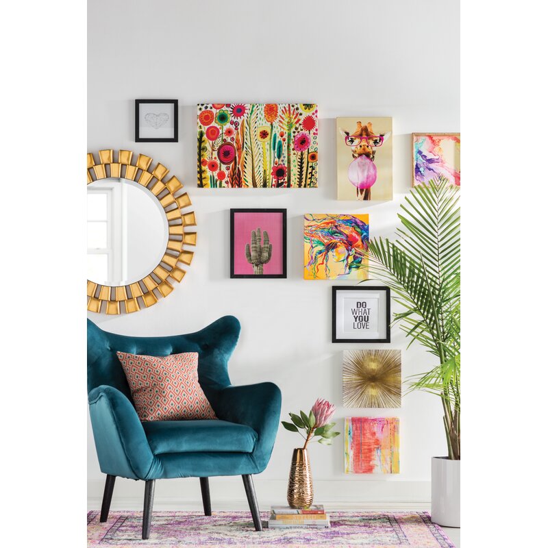 40" H x 26" W x 0.75" D 'Clever Giraffe with Bubblegum' Canvas Art CYB462