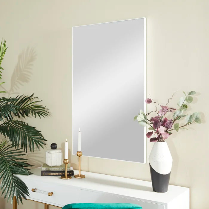 40.25" x 24.13" White Cloe Wood Wall Mirror