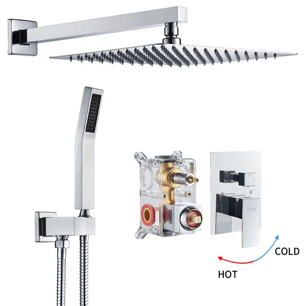 12" Rainfall Shower Head Complete Shower System with Rough-in Valve