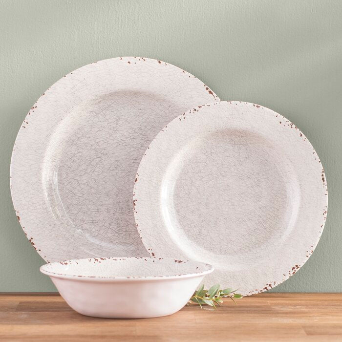 Cogswell Mauna Crackle 12 Piece Melamine Dinnerware Set, Service for 4 #HA7