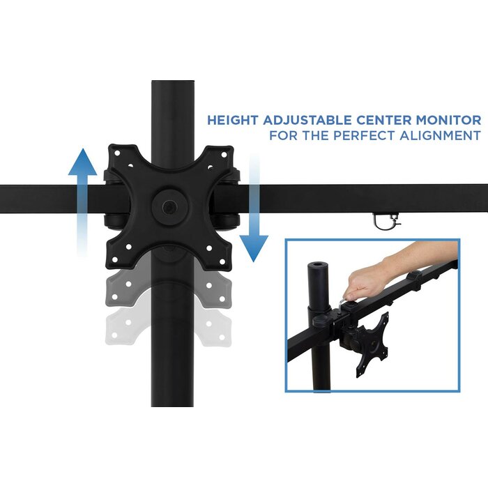 Black Colbin Triple Freestanding Height Adjustable Monitor Desk Mount LX4486