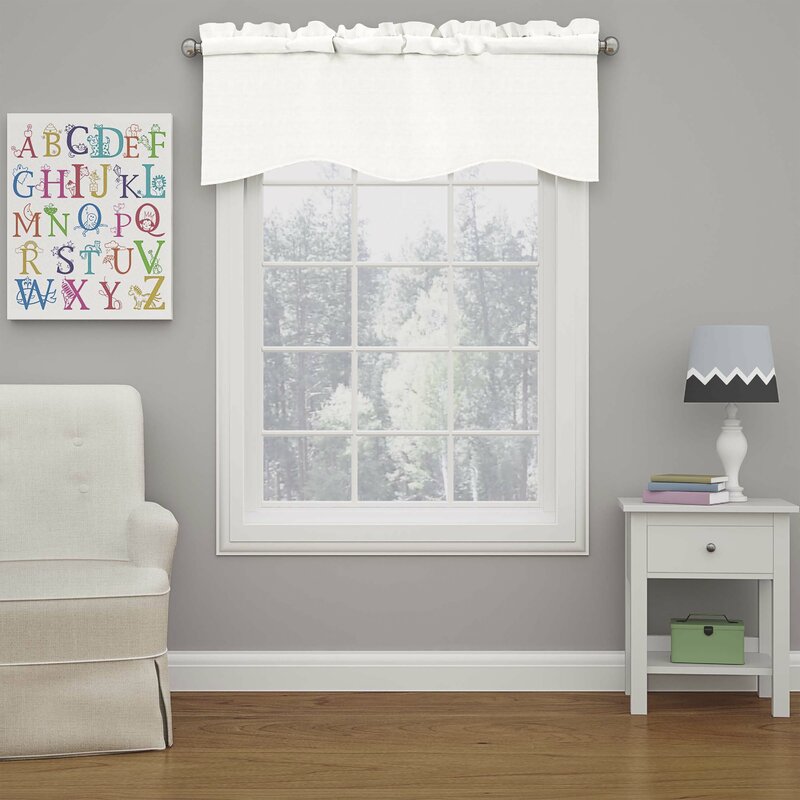 42" W x 18" L White Columbia Solid Color Cotton Ruffled 42'' Window Valance