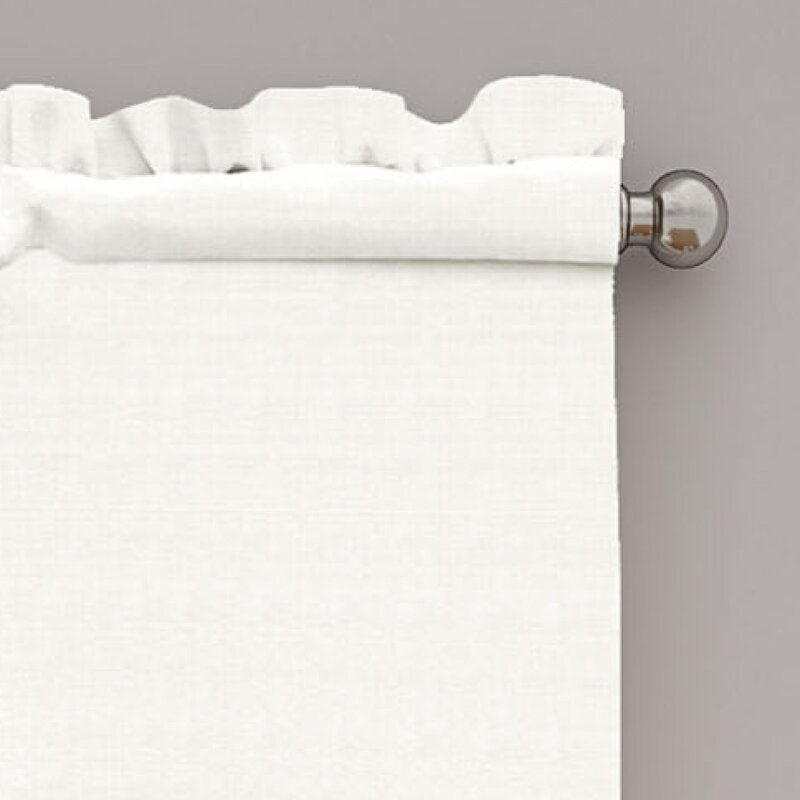42" W x 18" L White Columbia Solid Color Cotton Ruffled 42'' Window Valance