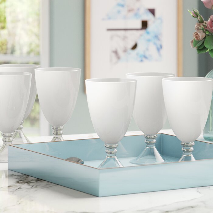 Set of 4 - Condon 19 oz. Glass Goblets, White (#468)