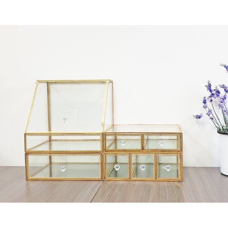 Gold Condon Glass  Makeup Organizer K8245