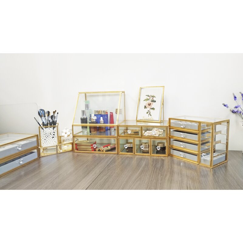Gold Condon Glass  Makeup Organizer K8245