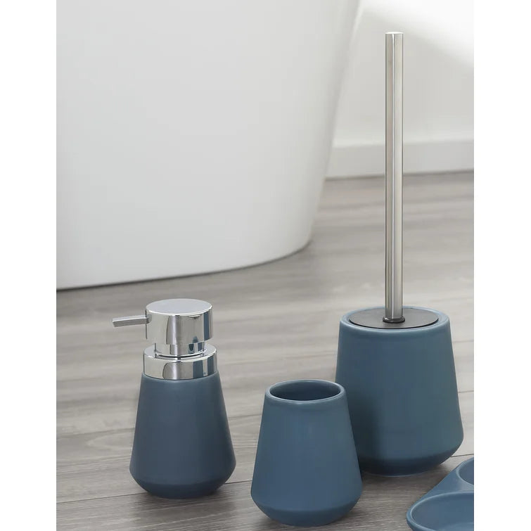 Blue/Chrome Conical 3 Piece Bathroom Accessory Set