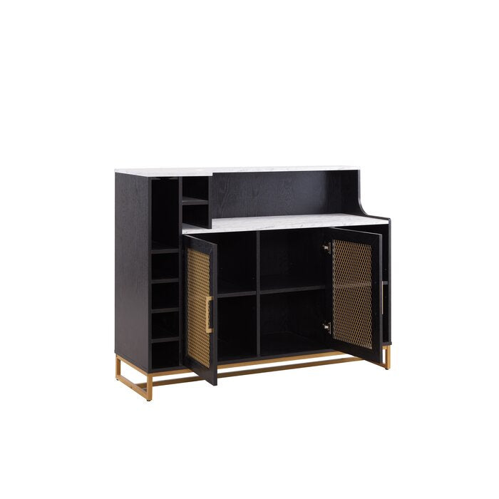 Black Console Bar Cabinet with Wine Storage