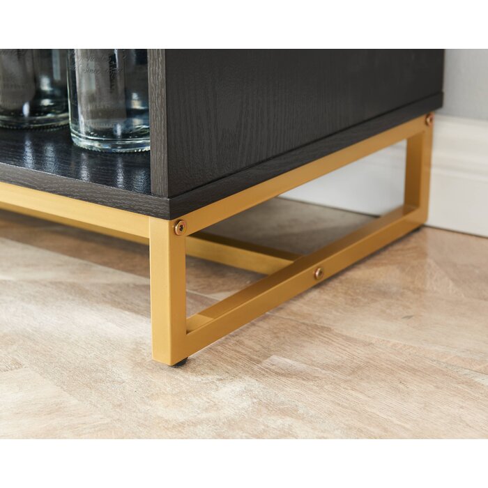 Black Console Bar Cabinet with Wine Storage