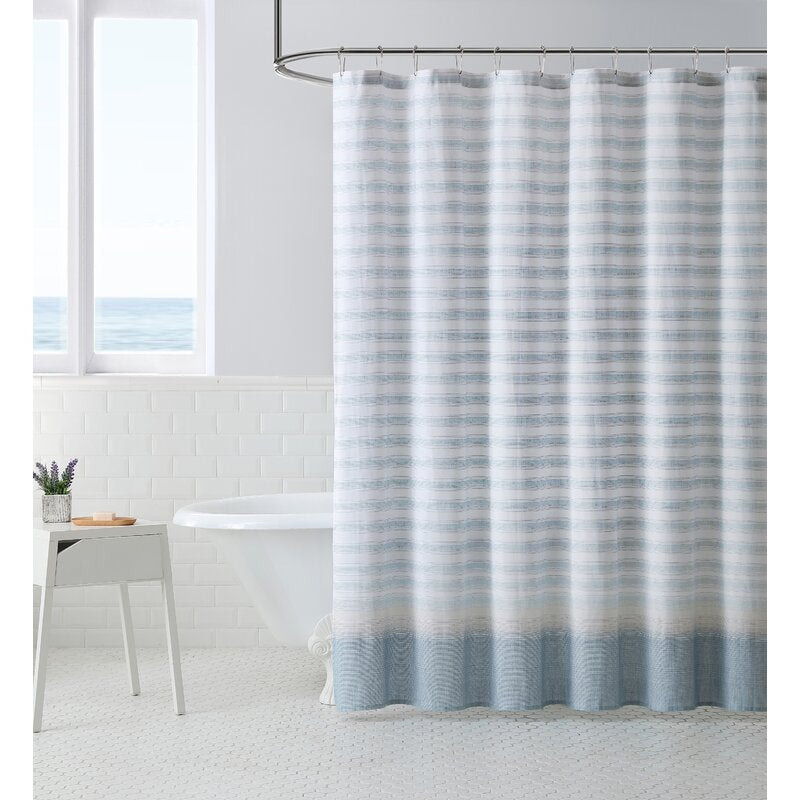 Blue/White Continental 100% Cotton Single Shower Curtain TS122