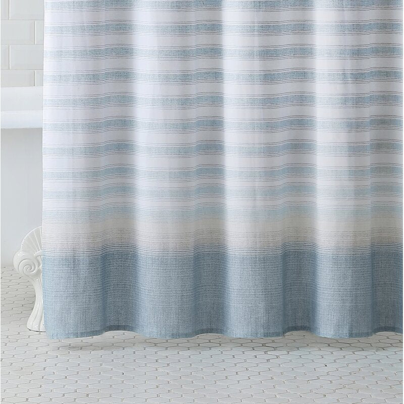 Blue/White Continental 100% Cotton Single Shower Curtain TS122