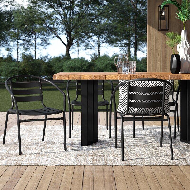 Black Corrales Stacking Patio Dining Chair (Set of 4) SHB443