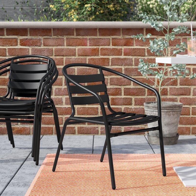 Black Corrales Stacking Patio Dining Chair (Set of 4) SHB443