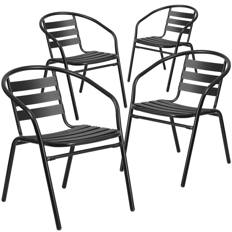 Black Corrales Stacking Patio Dining Chair (Set of 4) SHB443