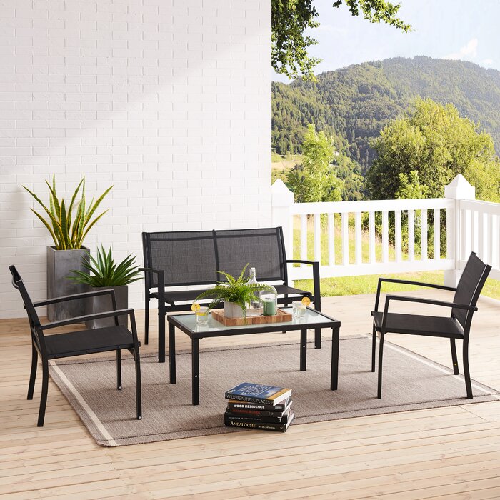 Cotswald 4 Piece Sofa Seating Group, Black (#304)
