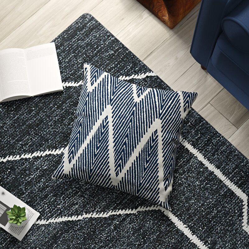 16.5" H x 16.5" W x 5" D Navy  Cotton Chevron Throw Pillow Set of 2- SC125