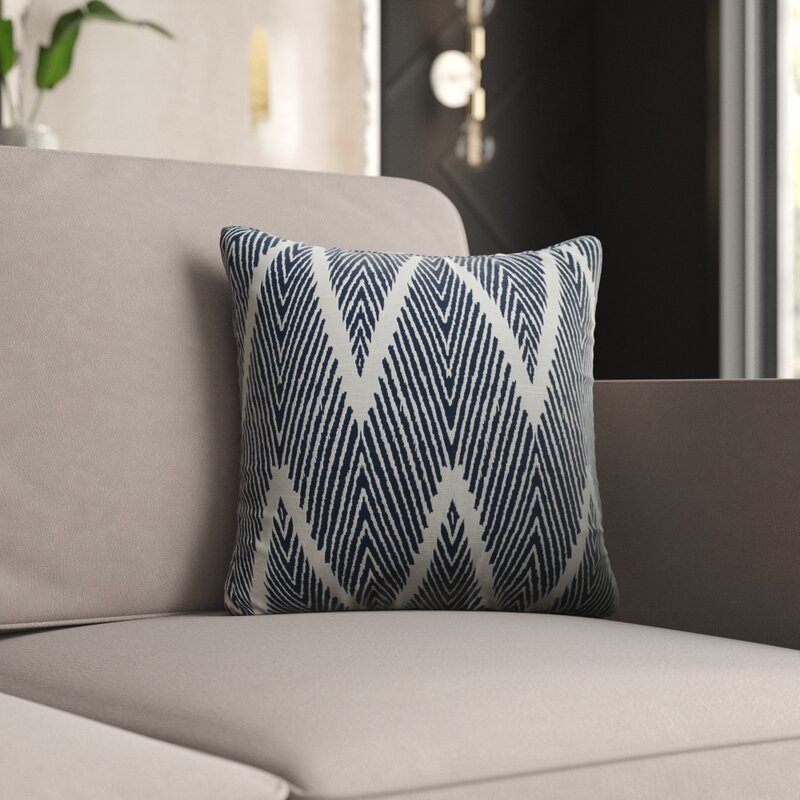 16.5" H x 16.5" W x 5" D Navy  Cotton Chevron Throw Pillow Set of 2- SC125