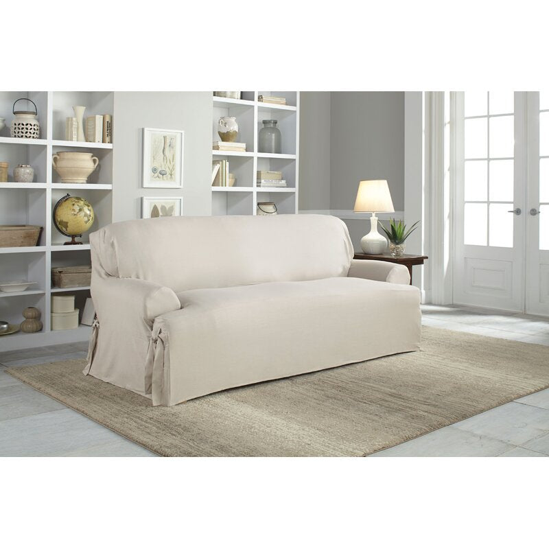 Natural Cotton Duck T-Cushion Sofa Slipcover 2383
