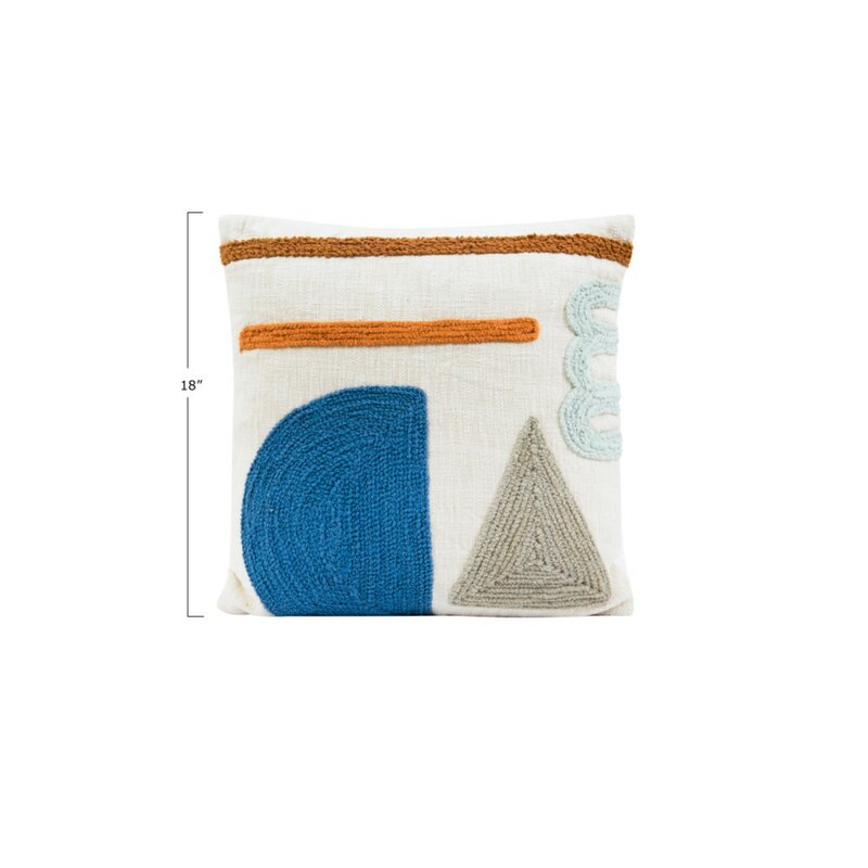 Blue/Gray Cotton  Throw Pillow (Set of 2) EJ919