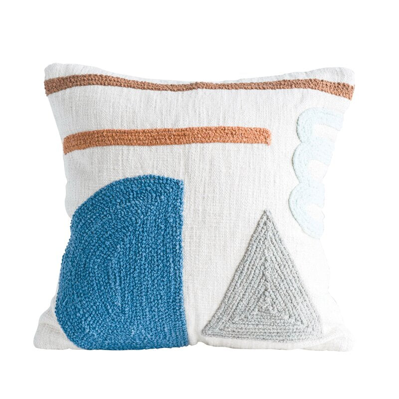 Blue/Gray Cotton  Throw Pillow (Set of 2) EJ919