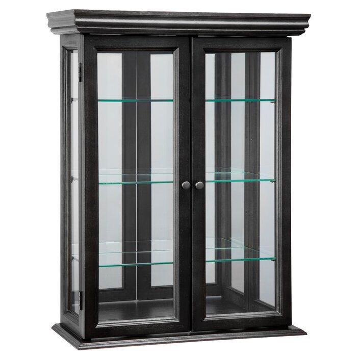 20'' Wide Solid Wood Mirrored Back Curio Cabinet