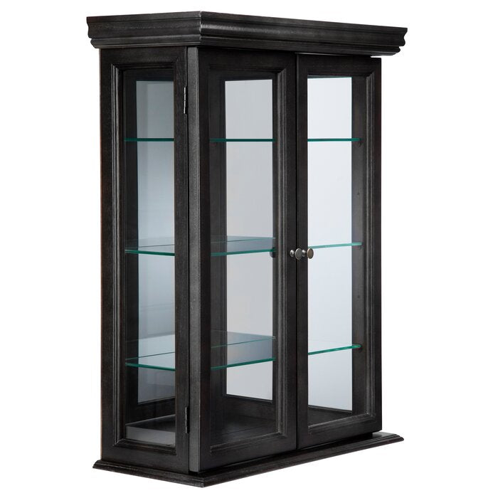 20'' Wide Solid Wood Mirrored Back Curio Cabinet