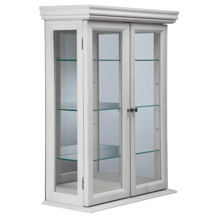 Lily White Country Tuscan 20'' Wide Solid Wood Mirrored Back Curio Cabinet