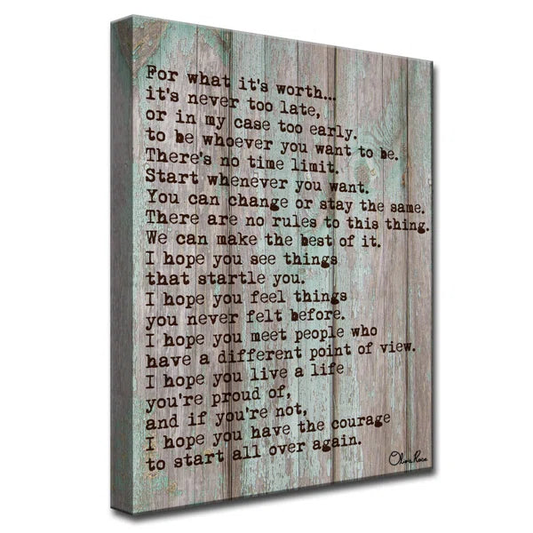 40" H x 30" W x 1.5" D Courage by Olivia Rose - Wrapped Canvas Textual Art