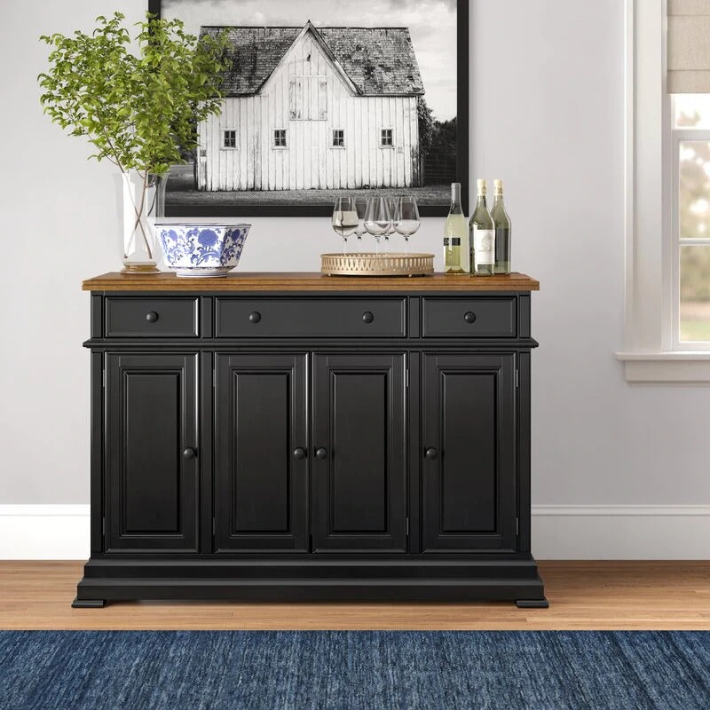 Ebony Almond Courtdale 60'' Wide 3 Drawer Sideboard