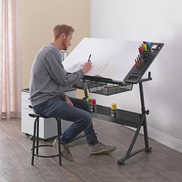Adjustable Drawing Set Crase Height Adjustable Drafting Table and Chair Set – Salvage & Co Indy