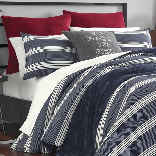 3 Pieces Full/Queen Craver Navy 100% Cotton Reversible Modern & Contemporary Duvet Cover Set